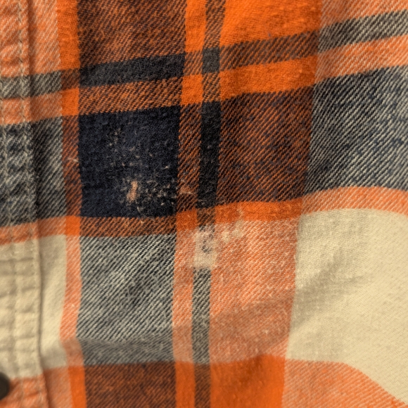 Plaid Button-Up Shirt - Orange , Blue And White - Picture 4 of 7